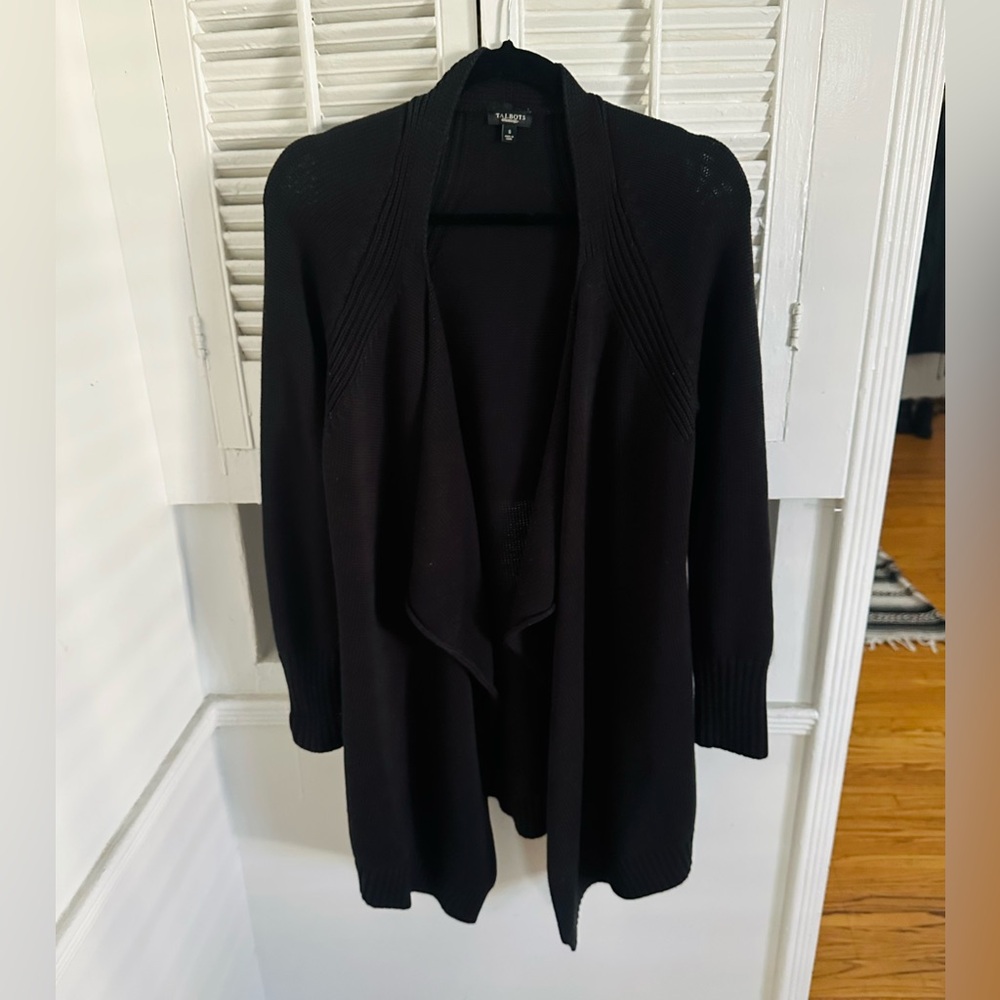 Talbots Black Draped Cardigan Sweater